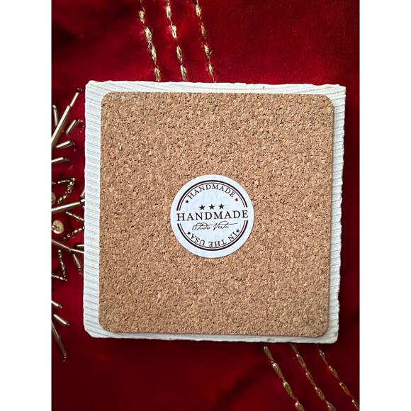 Studio Vertu Handmade Victorian Vintage Christmas 4” Coaster Set Made USA Gift - Picture 7 of 8